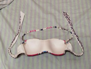 Top bikini Calzedonia cobey bianco con stampa fucsia, blu e giallo