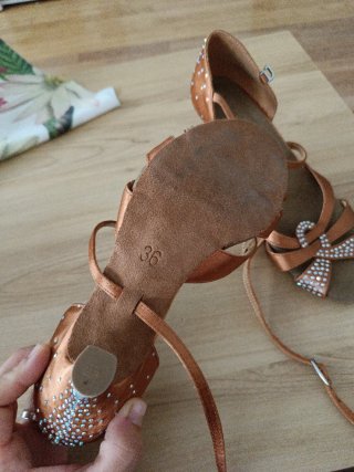 Zapatos de baile latino Danzarina Beige/Oro