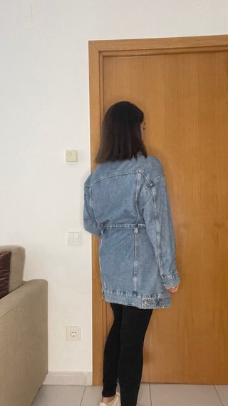 Chaqueta vaquera larga oversize mujer