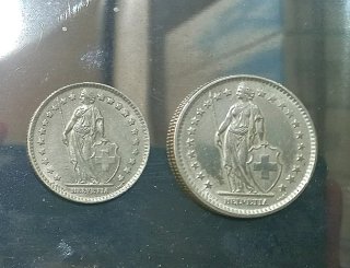 2 Monedas Franco Suizo 1 y 2