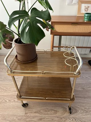 Camarera Carrito Años 70 Madera y Metal