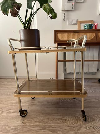 Camarera Carrito Años 70 Madera y Metal