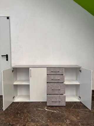 Aparador blanco y cemento