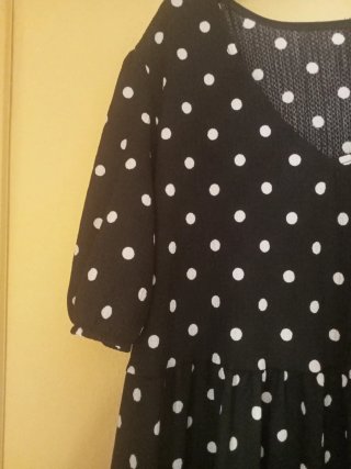 Vestido largo lunares negro talla 48