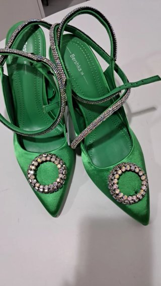 Zapatos Joya Verdes Satinados