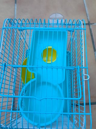 Jaula para hámster ruso azul y amarillo
