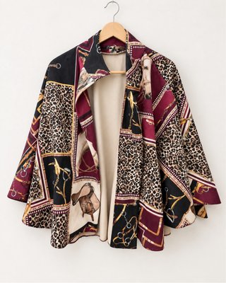 Poncho estampado ecuestre talla única