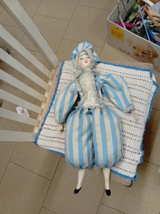 Muñeca porcelana vintage 50cm azul