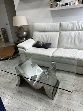 Mesa de centro cristal y metal lujo