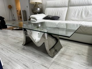 Mesa de centro cristal y metal lujo