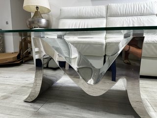 Mesa de centro cristal y metal lujo