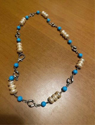 Collana vintage perle e turchesi