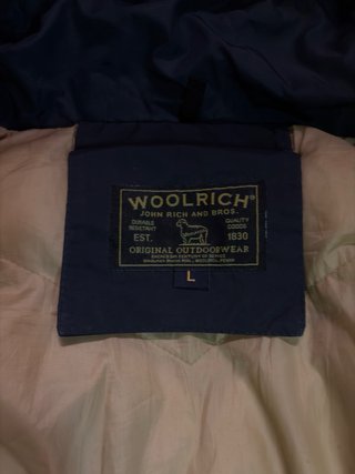 Parka Woolrich blu con cappuccio, Taglia L