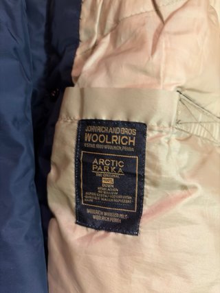Parka Woolrich blu con cappuccio, Taglia L