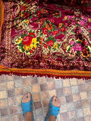 Colcha alfombra terciopelo floral