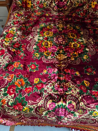 Colcha alfombra terciopelo floral
