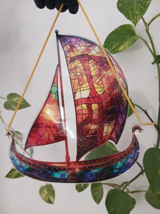 Colgante Barco Vikingo vidriera Colores
