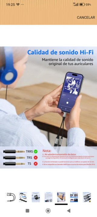 Adaptador USB-C a Jack 3.5mm doble nuevo