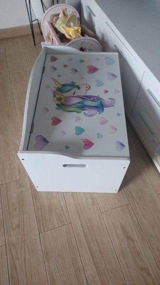 Baúl de Juguetes Infantil Unicornio Corazones