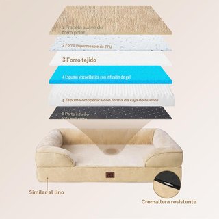 Cama Perro XXL EHEYCIGA 132x104x20cm Beige