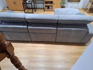 Sofá chaise longue gris tela