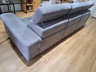 Sofá chaise longue gris tela