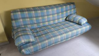 Sofá Cama Tela Azul y Verde