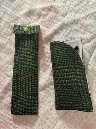 Funda gafas y abanico estampado