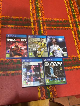 Lote 5 Videojuegos PS4: NBA 2K20, FIFA 17, 18, 21,