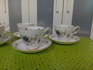 Lote 6 Tazas Porcelana con Platitos