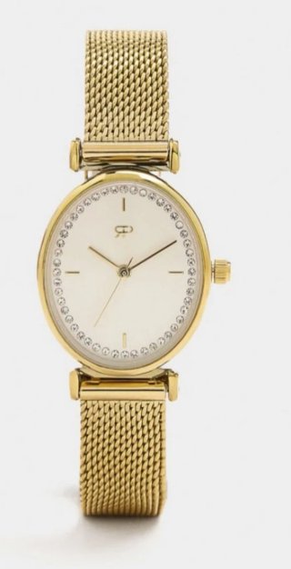 Reloj dorado con correa de malla