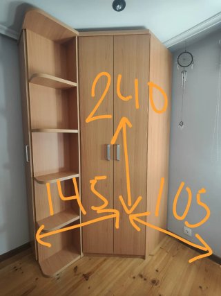 Armario Rinconero Madera + Estantería. DESMONTADO