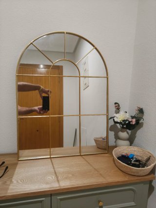 Espejo Arco Dorado Metal Cristal