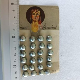 24 Botones Cristal Años 30 Semiesféricos Plateados