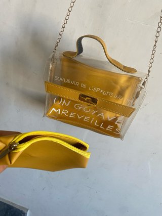 Borsa tracolla trasparente 2 in 1 con pochette