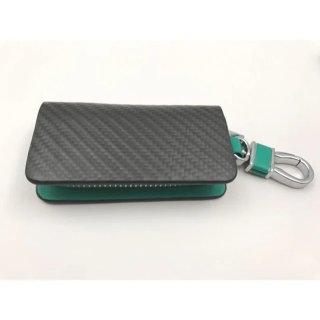 LLAVERO COCHE FUNDA CARBONO BORDE VERDE REGALO