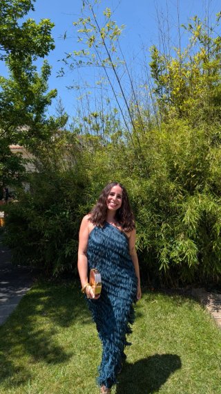 Vestido Zara verde con flecos