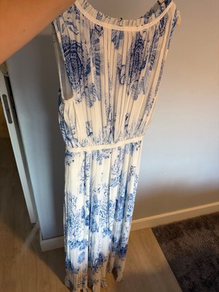 Vestido fiesta largo azul y blanco