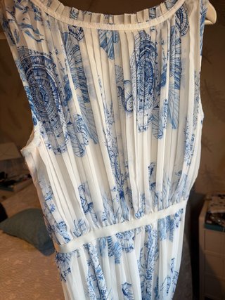 Vestido fiesta largo azul y blanco