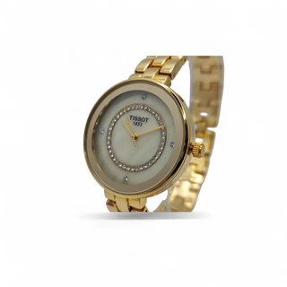 RELOJ TISSOT TO28210A  ESFERA BLANCA CON PIEDRAS CORREA METAL