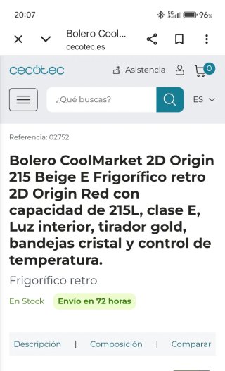Frigorífico Cecotec Bolero Beige