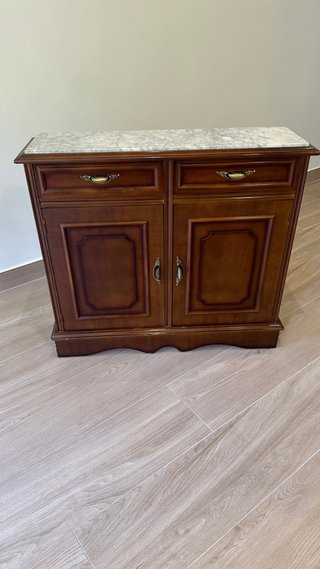 Cómoda estrecha de madera con mármol #MUY REBAJADA