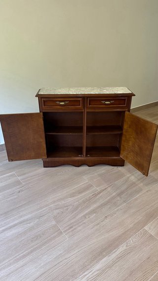 Cómoda estrecha de madera con mármol #MUY REBAJADA