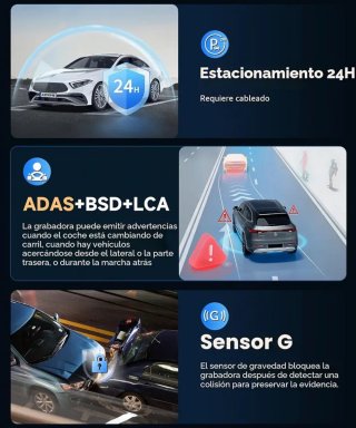 Dashcam Coche 4K+2K Delantera y Trasera