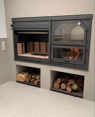 Barbacoa de obra con horno y leñero