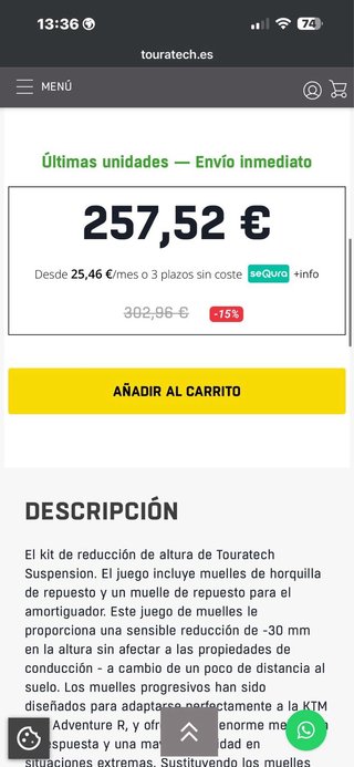 Kit Reducción Altura Touratech KTM 890/790