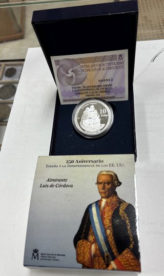 Moneda 10€ Plata 250 Aniversario EE.UU.