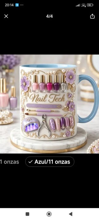Taza Nail Tech Decorada