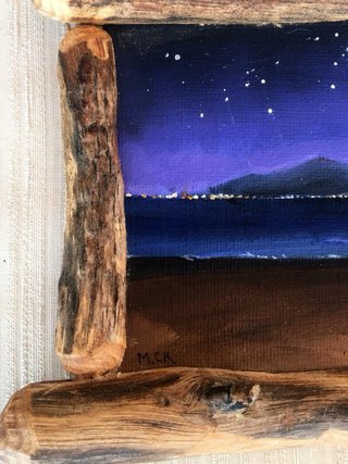 Cuadro Pequeño Óleo Paisaje Nocturno