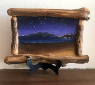 Cuadro Pequeño Óleo Paisaje Nocturno